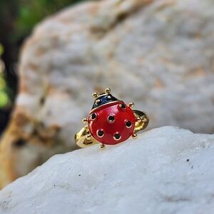 Ladybug 14K Gold Plated Ring Animal Insect Jewelry Gift For Ladybug Lovers